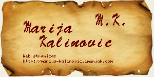 Marija Kalinović vizit kartica